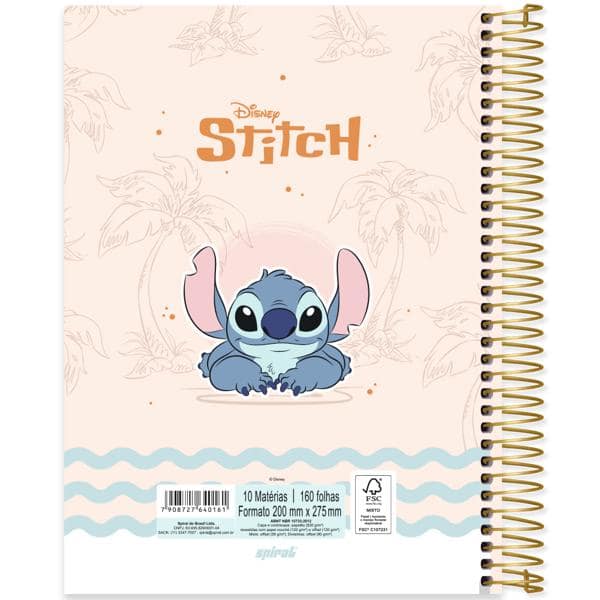 Caderno univ.capa dura 10x1 160fls Stitch 2640161 Spiral Ds PT 1 UN