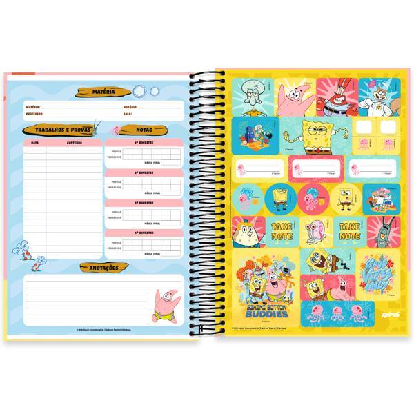 Caderno Universitário Capa Dura, 10 x 1, 160 folhas, Bob Esponja, 2642721, Spiral Bob - PT 1 UN