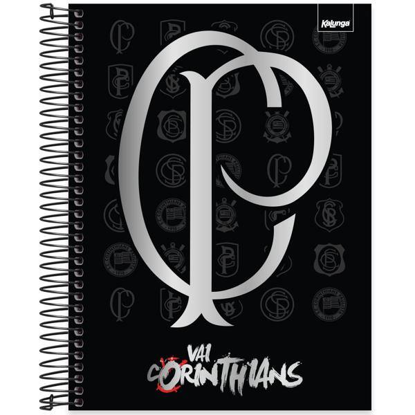 Caderno Universitário Capa Dura, 10 matérias, 160 folhas, Corinthians, 2639899, Spiral Sccp - PT 1 UN