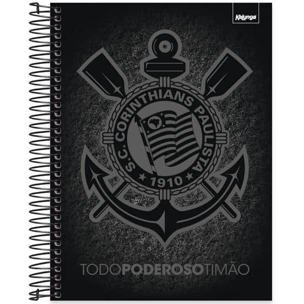 Caderno Universitário Capa Dura, 10 x 1, 160 folhas, Corinthians, 2639902, Spiral Sccp - PT 1 UN