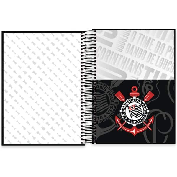 Caderno Universitário Capa Dura, 10 x 1, 160 folhas, Corinthians, 2639902, Spiral Sccp - PT 1 UN