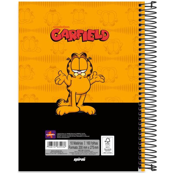 Caderno Universitário Capa Dura, 10 x 1, 160 folhas, Garfield, 2639936, Marca Spiral Gar - PT 1 UN