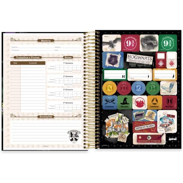Caderno Universitário Capa Dura, 10 x 1, 160 folhas, Harry Potter, 2639943, Spiral Hpt - PT 1 UN
