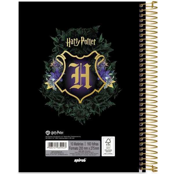 Caderno Universitário Capa Dura, 10 x 1, 160 folhas, Harry Potter, 2639943, Spiral Hpt - PT 1 UN
