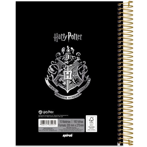 Caderno Universitário Capa Dura, 10 x 1, 160 folhas, Harry Potter, 2639974, Spiral Hpt - PT 1 UN