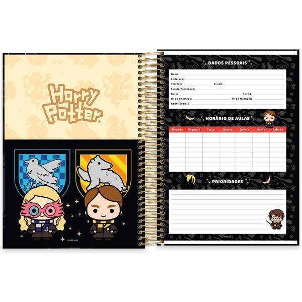 Caderno Universitário Capa Dura, 10 x 1, 160 folhas, Harry Potter Charms, 2639981, Spiral Hpc - PT 1 UN