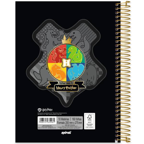 Caderno Universitário Capa Dura, 10 x 1, 160 folhas, Harry Potter Charms, 2639981, Spiral Hpc - PT 1 UN
