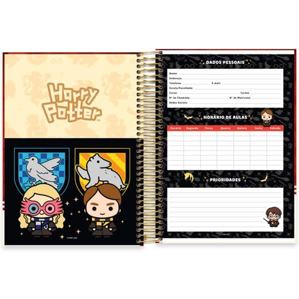 Caderno Universitário Capa Dura, 10 x 1, 160 folhas, Harry Potter Charms, 2639998, Spiral Hpc - PT 1 UN