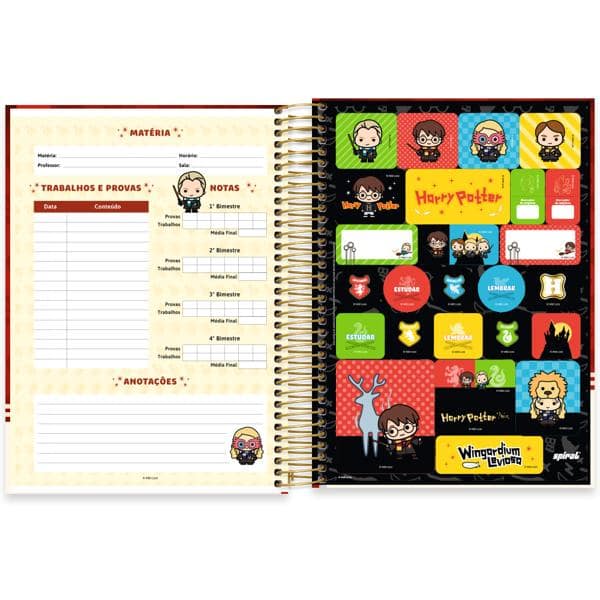 Caderno Universitário Capa Dura, 10 x 1, 160 folhas, Harry Potter Charms, 2639998, Spiral Hpc - PT 1 UN