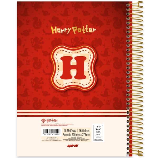 Caderno Universitário Capa Dura, 10 x 1, 160 folhas, Harry Potter Charms, 2639998, Spiral Hpc - PT 1 UN
