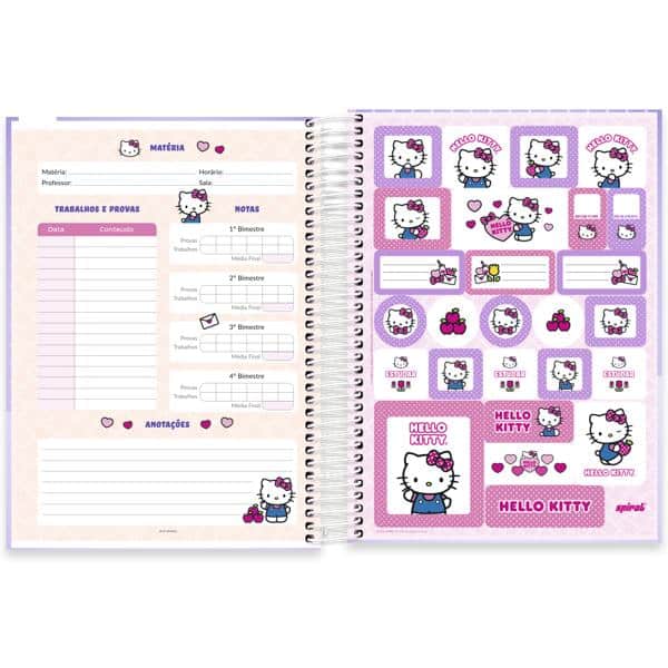 Caderno Universitário, Capa Dura, 10 x 1, 160 Folhas, Hello Kitty, 2640000, Spiral Hki - PT 1 UN