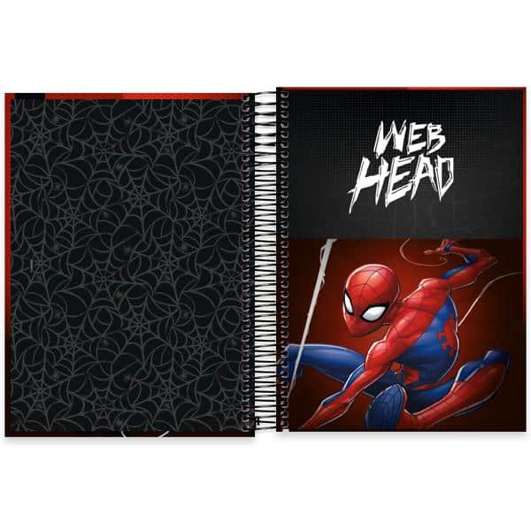 Caderno Universitário Capa Dura, 10 x 1, 160 folhas, Homem-Aranha, 2640024, Spiral Mha - PT 1 UN