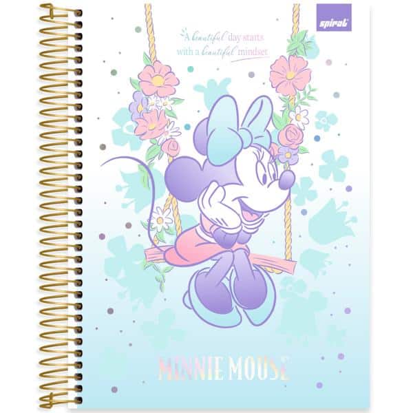 Caderno Universitário Capa Dura, 10 x 1, 160 folhas, Minnie Disney Style, 2640055, Spiral Mis - PT 1 UN