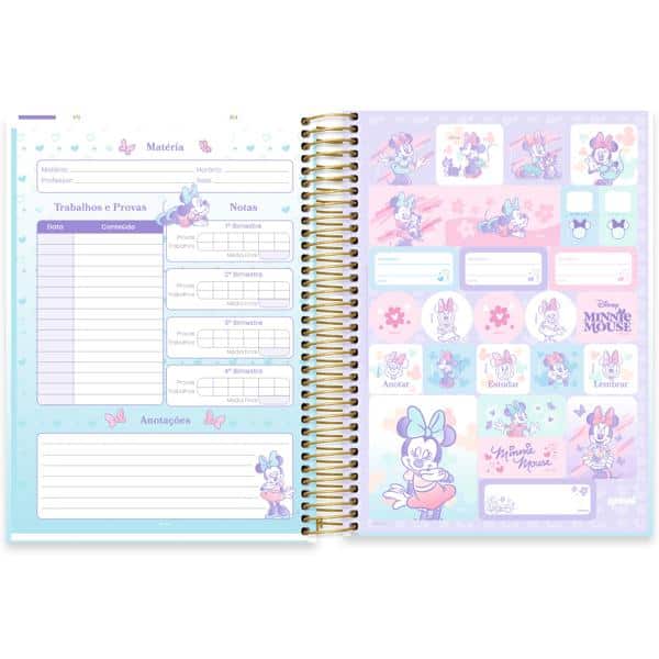 Caderno Universitário Capa Dura, 10 x 1, 160 folhas, Minnie Disney Style, 2640055, Spiral Mis - PT 1 UN