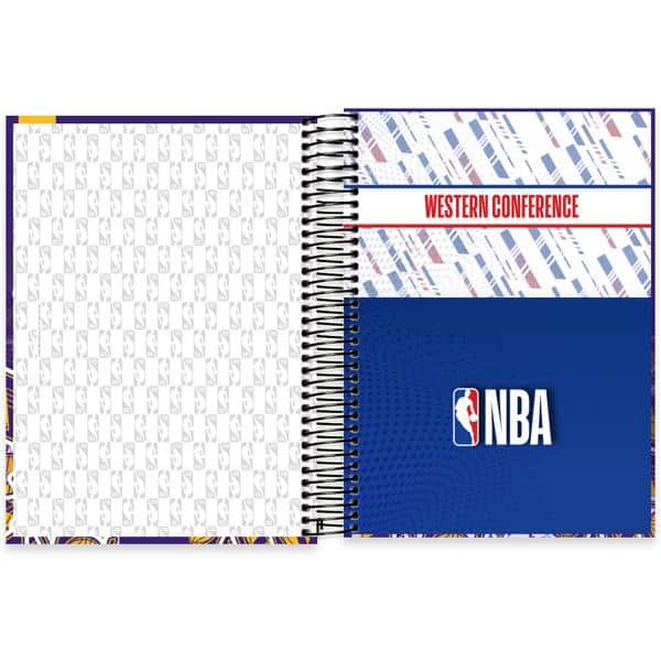 Caderno Universitário Capa Dura, 10 x 1, 160 folhas, NBA Lakers, 2640079, Spiral Nba - PT 1 UN