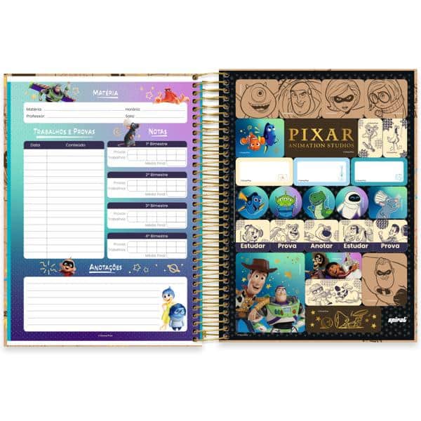 Caderno Universitário Capa Dura, 10 x 1, 160 Folhas, Pixar, 2640086, Spiral Px - PT 1 UN Caderno Universitário Capa Dura, 10 x 1, 160 Folhas, Pixar, 2640086, Spiral Px - PT 1 UN