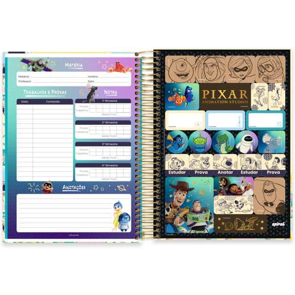 Caderno Universitário Capa Dura, 10 x 1, 160 Folhas, Pixar, 2644626, Spiral Px - PT 1 UN Caderno Universitário Capa Dura, 10 x 1, 160 Folhas, Pixar, 2644626, Spiral Px - PT 1 UN