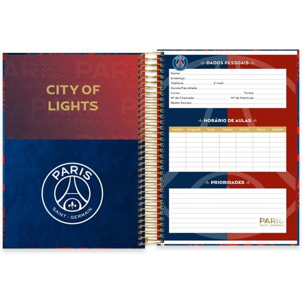 Caderno Universitário Capa Dura, 10 x 1, 160 folhas, PSG, 2642813, Spiral Psg - PT 1 UN