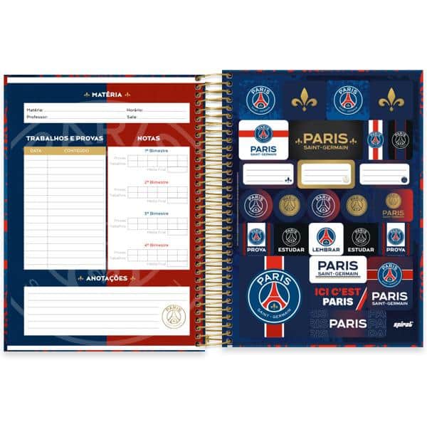 Caderno Universitário Capa Dura, 10 x 1, 160 folhas, PSG, 2642813, Spiral Psg - PT 1 UN