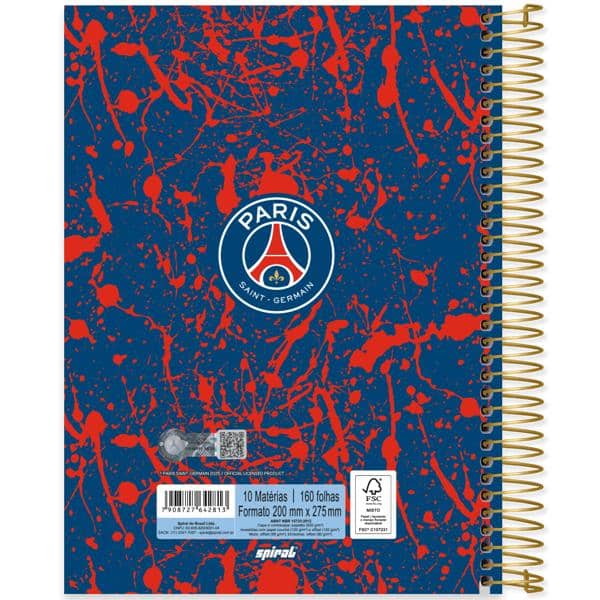 Caderno Universitário Capa Dura, 10 x 1, 160 folhas, PSG, 2642813, Spiral Psg - PT 1 UN