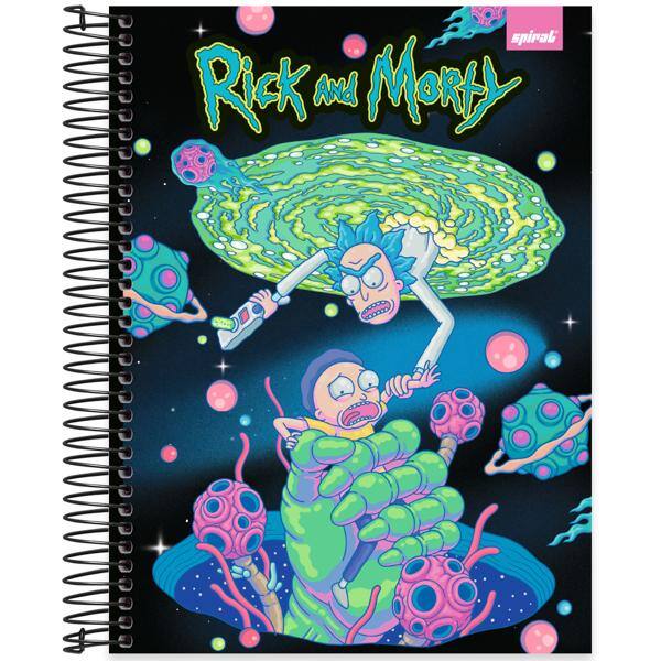 Caderno Universitário Capa Dura, 10 x 1, 160 folhas, Rick & Morty, 2644640, Spiral Rem - PT 1 UN