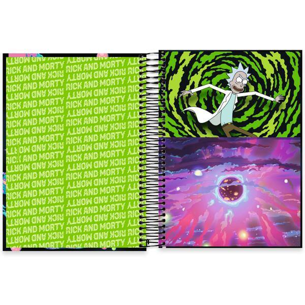 Caderno Universitário Capa Dura, 10 x 1, 160 folhas, Rick & Morty, 2644640, Spiral Rem - PT 1 UN