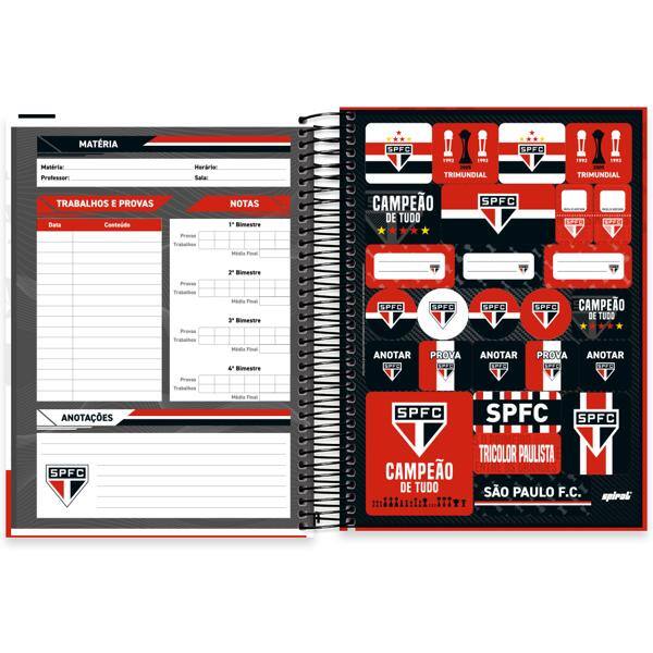 Caderno Universitário Capa Dura, 10 x 1, 160 folhas, São Paulo, 2640130, Spiral SPFC - PT 1 UN
