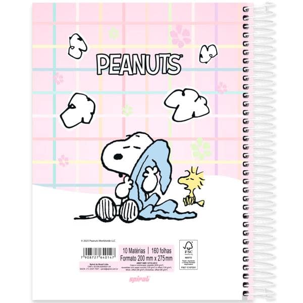 Caderno Universitário Capa Dura, 10 x 1, 160 folhas, Snoopy, 2640147, Spiral Sno - PT 1 UN