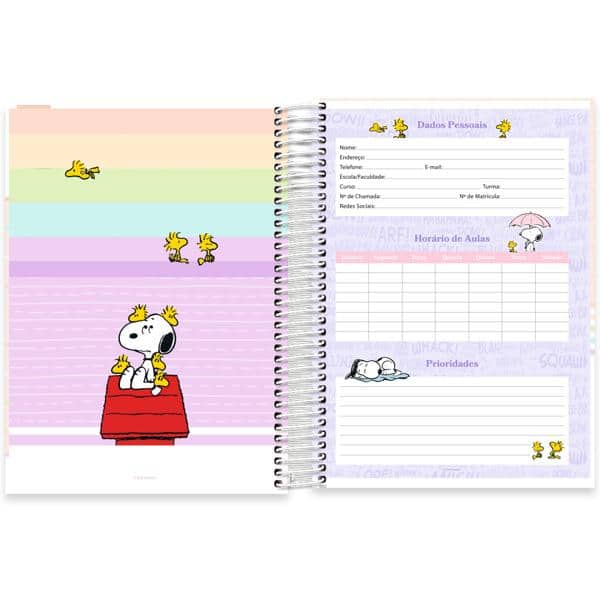 Caderno Universitário Capa Dura, 10 x 1, 160 folhas, Snoopy, 2644657, Spiral Sno - PT 1 UN