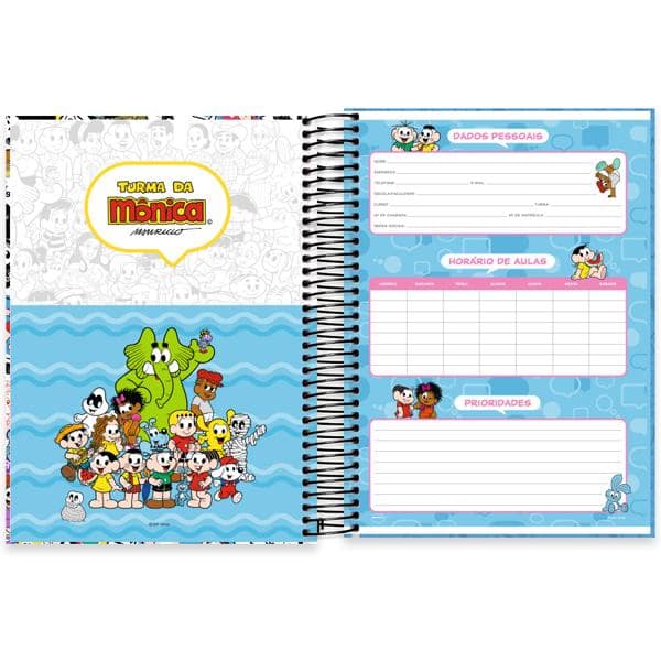 Universitário Capa Dura, 10 x 1, 160 Folhas, Turma da Mônica, 2640208, Spiral Tdm - PT 1 UN