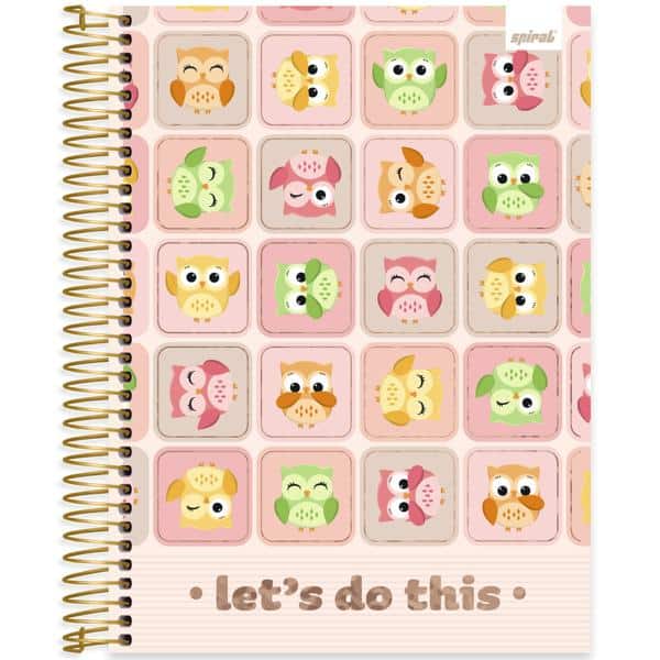 Caderno Universitário Capa Dura, 10 x 1, 160 Folhas, Corujinhas, 2638168, Spiral Cor - PT 1 UN