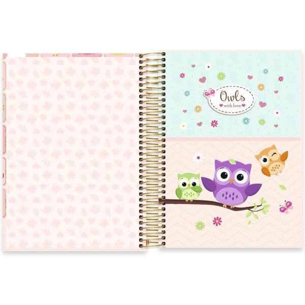 Caderno Universitário Capa Dura, 10 x 1, 160 Folhas, Corujinhas, 2638168, Spiral Cor - PT 1 UN