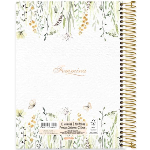 Caderno univ.capa dura 10x1 160fls Femmina 2638182 Spiral Fem PT 1 UN