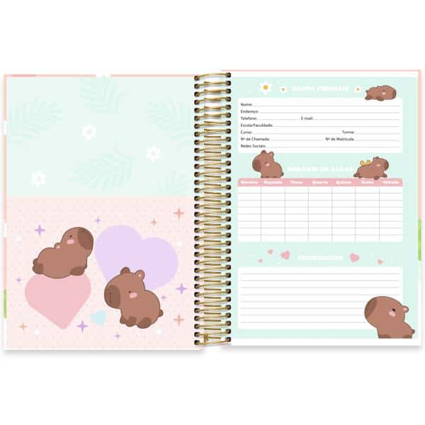 Caderno Universitário Capa Dura, 10 x 1, 160 Folhas, Capivaras, 2644312, Spiral Ten - PT 1 UN