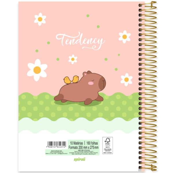 Caderno Universitário Capa Dura, 10 x 1, 160 Folhas, Capivaras, 2644312, Spiral Ten - PT 1 UN