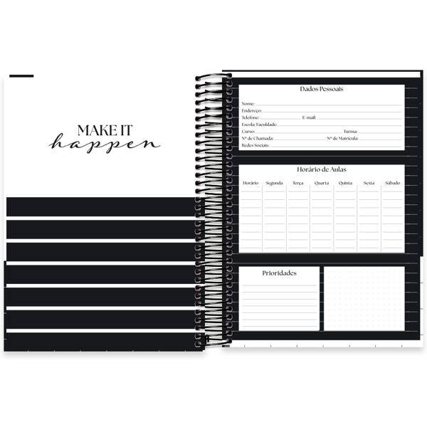Caderno Universitário Capa Dura, 20 x 1, 320 Folhas, Black & White, 2645357, Spiral B&W - PT 1 UN