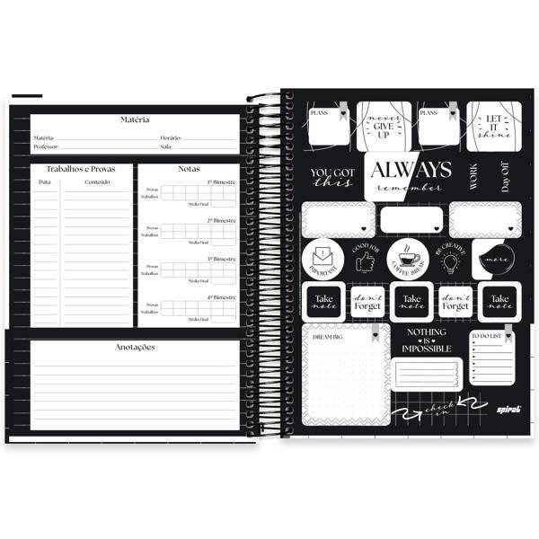 Caderno Universitário Capa Dura, 20 x 1, 320 Folhas, Black & White, 2645357, Spiral B&W - PT 1 UN