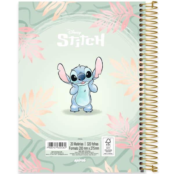 Caderno universitário Capa dura 20 x 1, 320 folhas, Stitch, 2640482, Spiral Ds - PT 1 UN