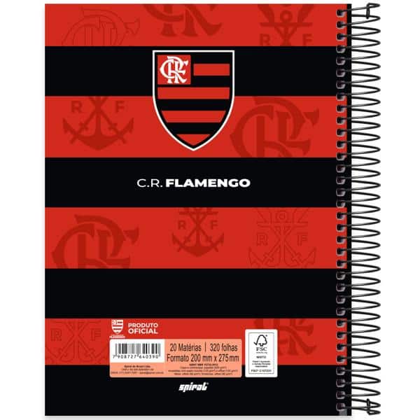 Caderno Universitário Capa Dura, 20 x 1, 320 Folhas, Flamengo, 2640390, Spiral Fla - PT 1 UN Caderno Universitário Capa Dura, 20 x 1, 320 Folhas, Flamengo, 2640390, Spiral Fla - PT 1 UN