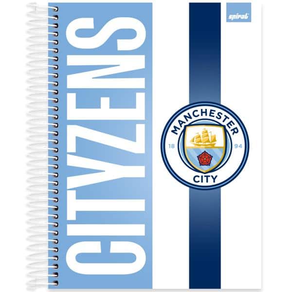 Caderno Universitário Capa Dura, 20 x 1, 320 Folhas, Manchester City, 2640420, Spiral Mc - PT 1 UN