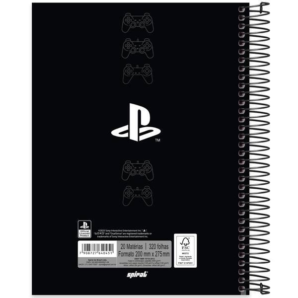 Caderno Universitário Capa Dura, 20 x 1, 320 Folhas, Playstation, 2640451, Spiral Ps - PT 1 UN Caderno Universitário Capa Dura, 20 x 1, 320 Folhas, Playstation, 2640451, Spiral Ps - PT 1 UN