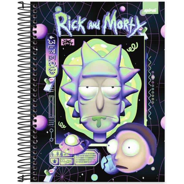 Caderno Universitário Capa Dura, 20 x 1, 320 Folhas, Rick & Morty, 2640475, Spiral Rem - PT 1 UN