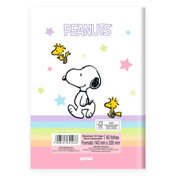 Caderno 1/4, Capa dura, costurado, 80 folhas, Snoopy, 2641076, Spiral Sno - PT 1 UN