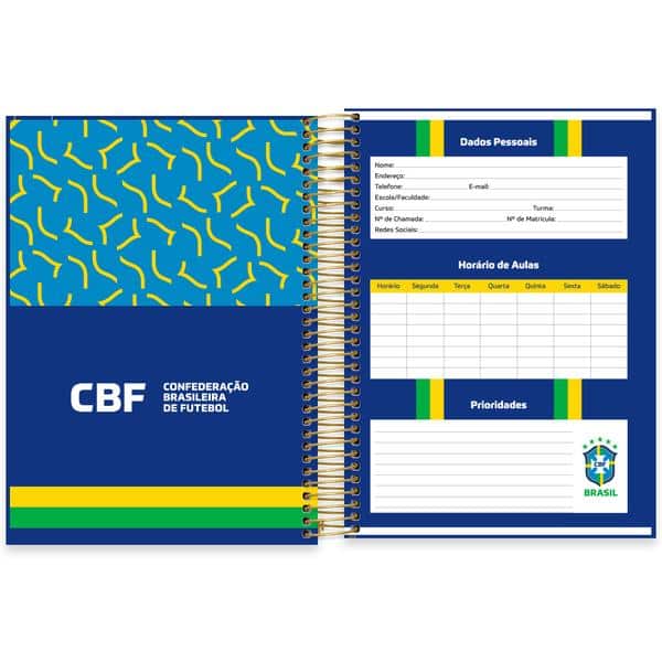 Caderno Universitário Capa Dura, 20x1, 320 folhas, CBF Brasão, 2647238, Spiral CBF - PT 1 UN