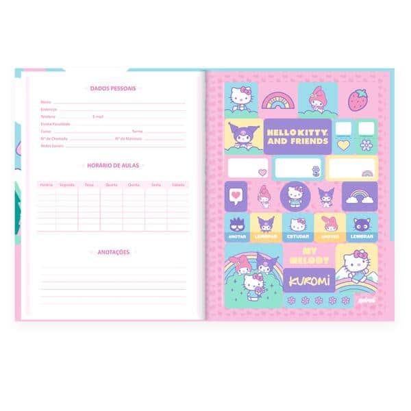 Caderno Universitário Capa Dura Costurado, 80 folhas, Hello Kitty e Amigos, 2647306, Spiral Hka - PT 1 UN Caderno Universitário Capa Dura Costurado, 80 folhas, Hello Kitty e Amigos, 2647306, Spiral Hka - PT 1 UN