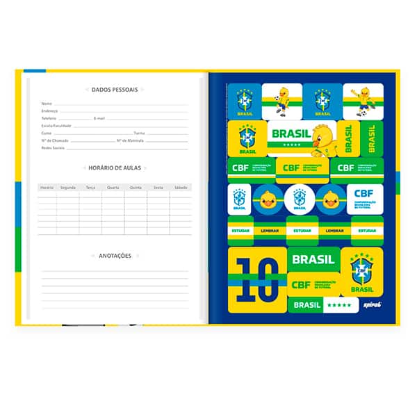 Caderno Universitário Capa Dura Costurado, 80 folhas, CBF Canarinho, 2647245, Spiral CBF - PT 1 UN Caderno Universitário Capa Dura Costurado, 80 folhas, CBF Canarinho, 2647245, Spiral CBF - PT 1 UN