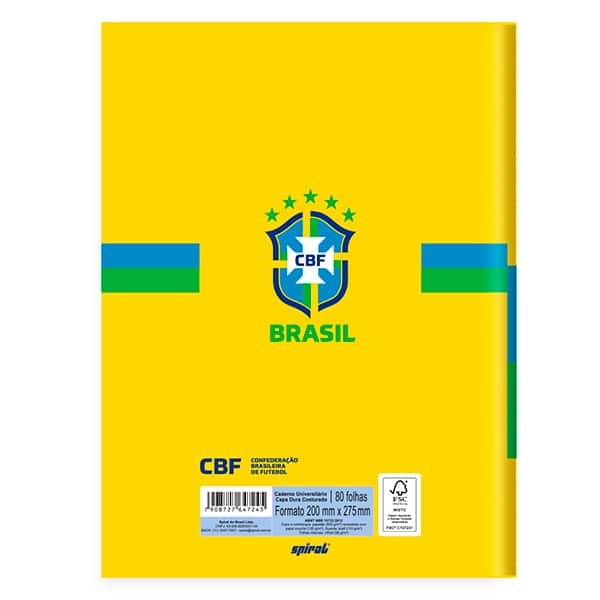 Caderno Universitário Capa Dura Costurado, 80 folhas, CBF Canarinho, 2647245, Spiral CBF - PT 1 UN Caderno Universitário Capa Dura Costurado, 80 folhas, CBF Canarinho, 2647245, Spiral CBF - PT 1 UN