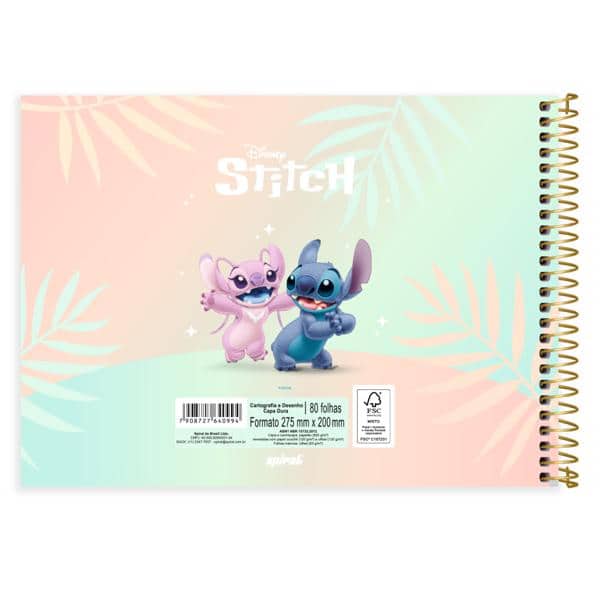 Caderno cartografia capa dura 80fls Stitch 2640994 Spiral Ds PT 1 UN