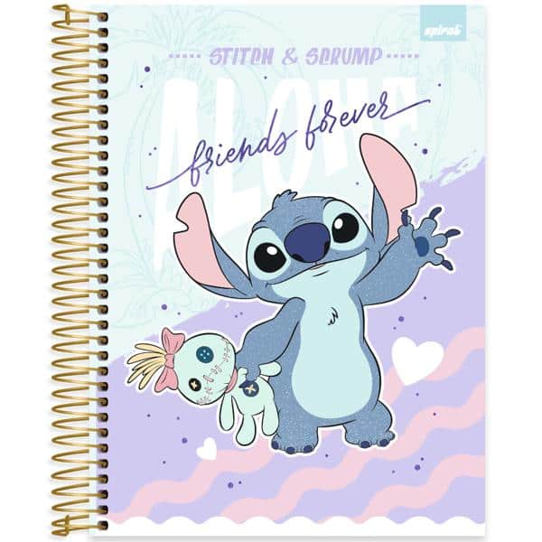 Caderno Universitário Capa Dura, 15 x 1, 240 Folhas, Stitch, 2640376, Spiral Ds - PT 1 UN