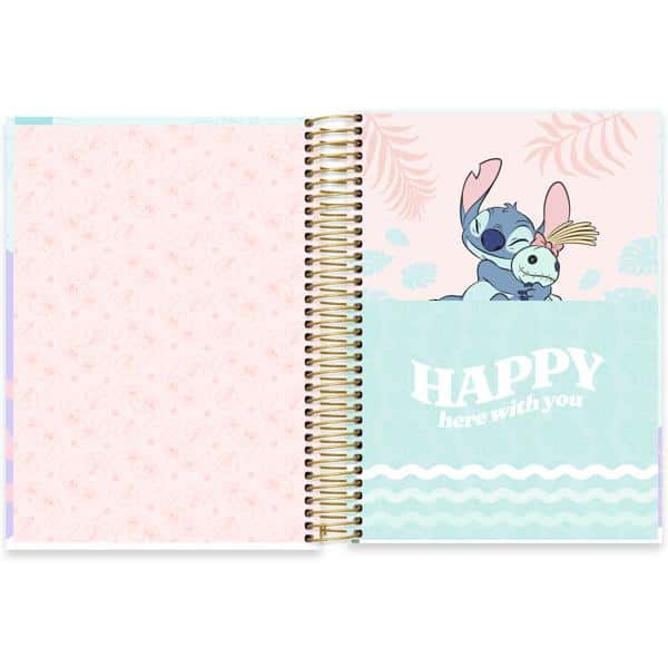 Caderno Universitário Capa Dura, 15 x 1, 240 Folhas, Stitch, 2640376, Spiral Ds - PT 1 UN